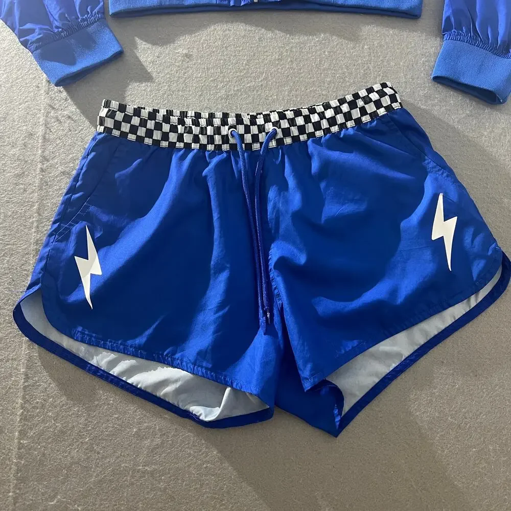Pink Platinum Girls Racing Jacket Shorts Set Size L Checkered